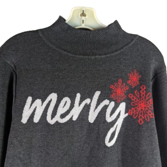 LANE BRYANT SIZE 14/16 BLACK W/ RED MERRY GRAPHIC SWEATER DRESS - Picture 6 of 13